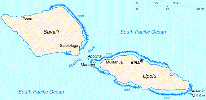 Western Samoa Map