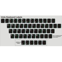 Keyboard Stickers (Black Opaque) for Urdu (Green and White on Black BG)