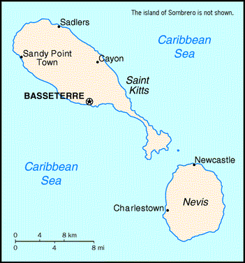 St. Kitts (& Nevis) Independent Map