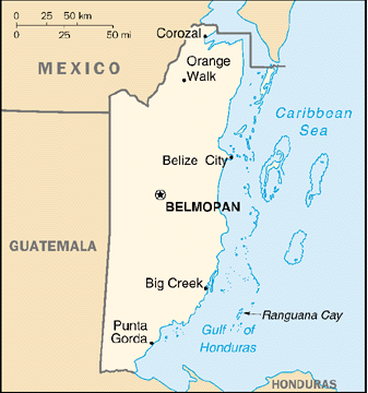 Belize (British Honduras) Map