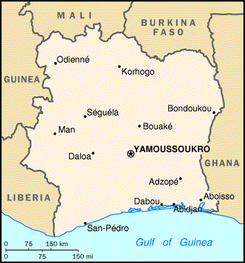 Cote d'Ivoire (Ivory Coast) Map