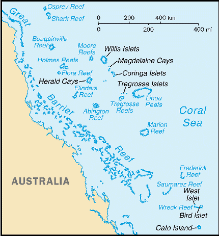 Coral Sea Islands Map