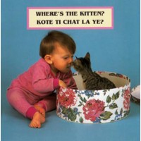 WHERE'S THE KITTEN? board book in Haitian Creole & English