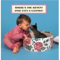 WHERE'S THE KITTEN? board book in Portuguese & English