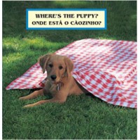 WHERE'S THE PUPPY? board book in Portuguese & English