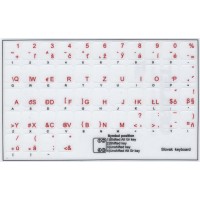 Keyboard Stickers for Slovak - transparent with red letters