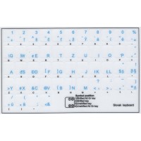 Keyboard Stickers for Slovak - transparent with blue letters