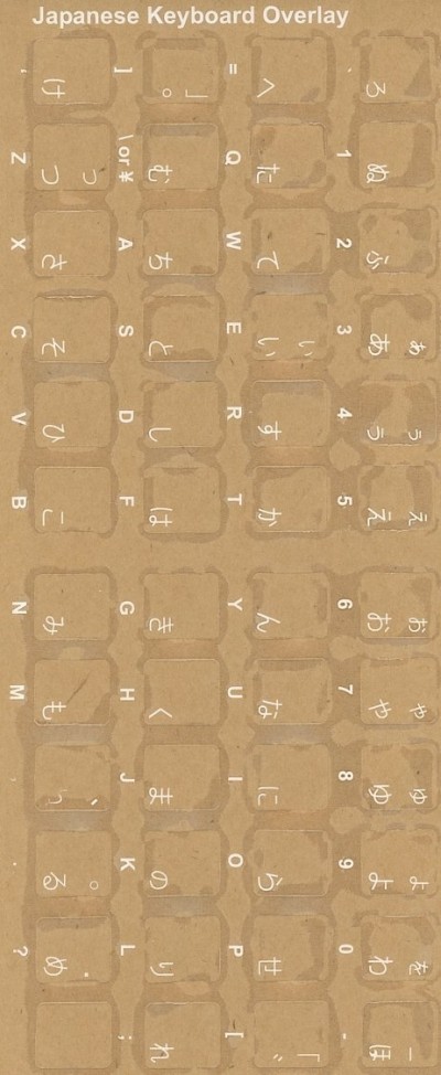Keyboard Stickers for Japanese (Hiragana) white for black keyboards