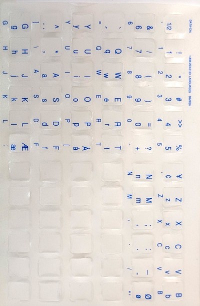 Keyboard Stickers for Danish (blue)