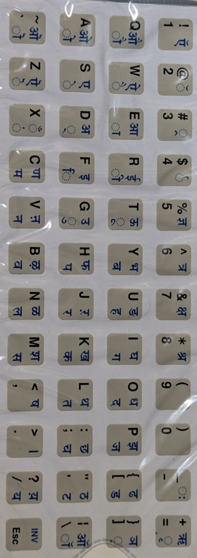 Keyboard Stickers for Hindi (Opaque Beige BG-Blue/Black)