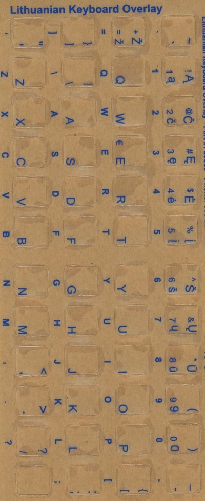Keyboard Stickers for Lithuanian (blue)