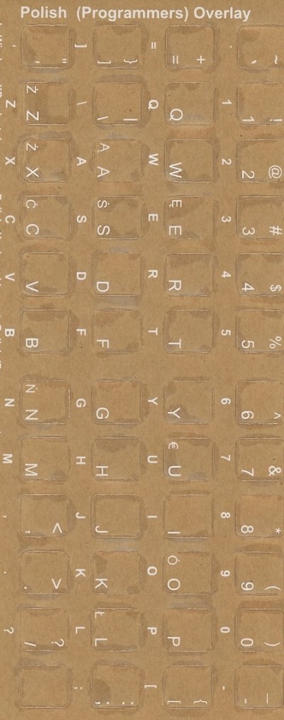 Keyboard Stickers for Polish (White letters for Black Keyboards)