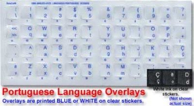 Keyboard Stickers for Portuguese (Brazilian) White for Black Keyboard