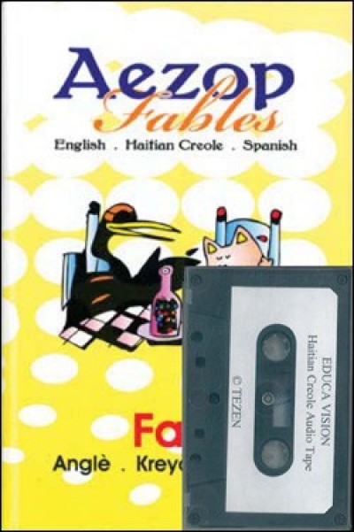 109906Aezop (Aesop's) Fables (book in English, Haitian-Creole & Spanish w audio cassette in Haitian-