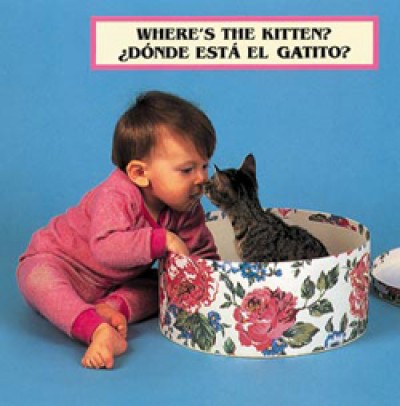 WHERE'S THE KITTEN? board book in Spanish & English