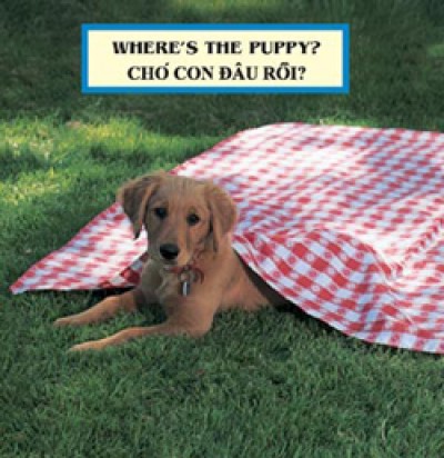 WHERE'S THE PUPPY? board book in Vietnamese & English