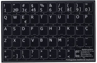 Keyboard Stickers (Black Opaque) for Portuguese (traditional)