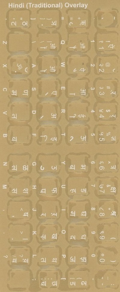Keyboard Stickers for Hindi (traditional) White