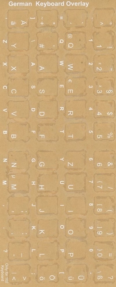 Keyboard Stickers for German (white for black keyboards)