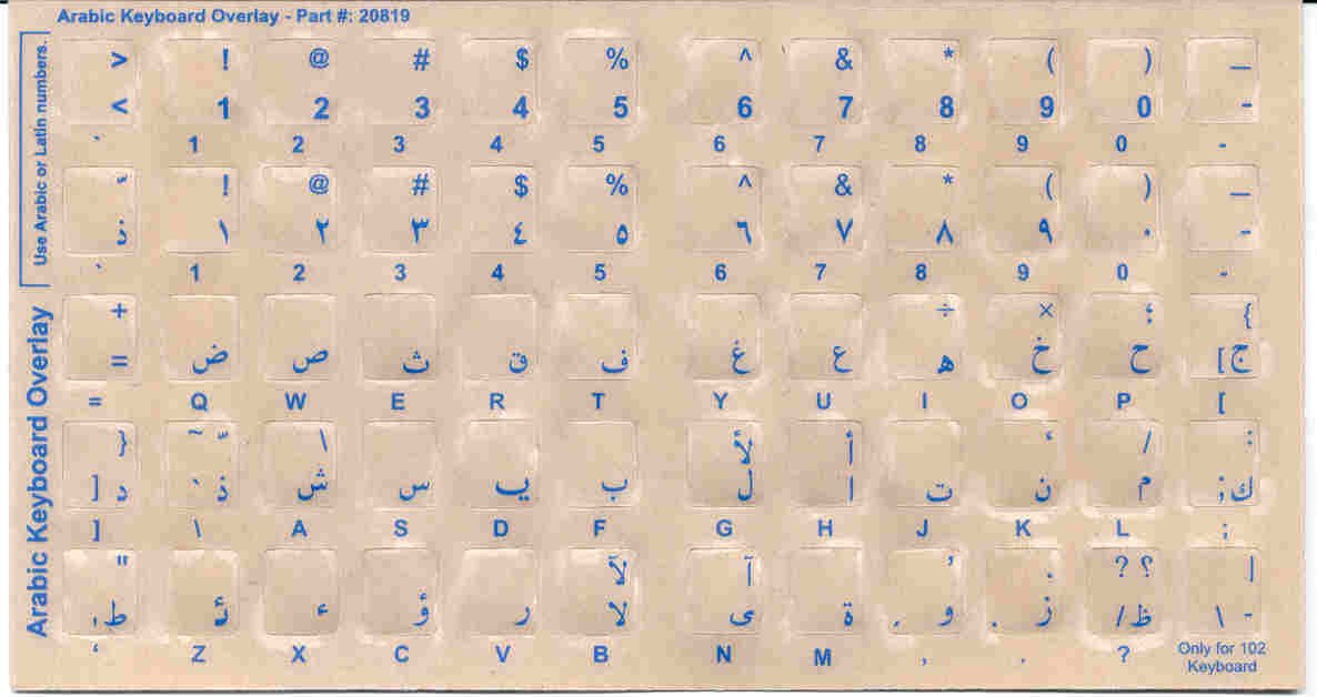 Keyboard Stickers for Arabic (Blue Letter)