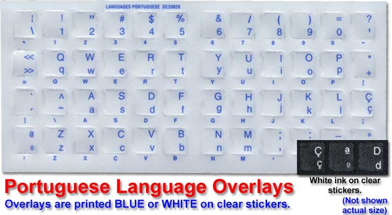 Keyboard Stickers for Portuguese (Brazilian) Blue Letters