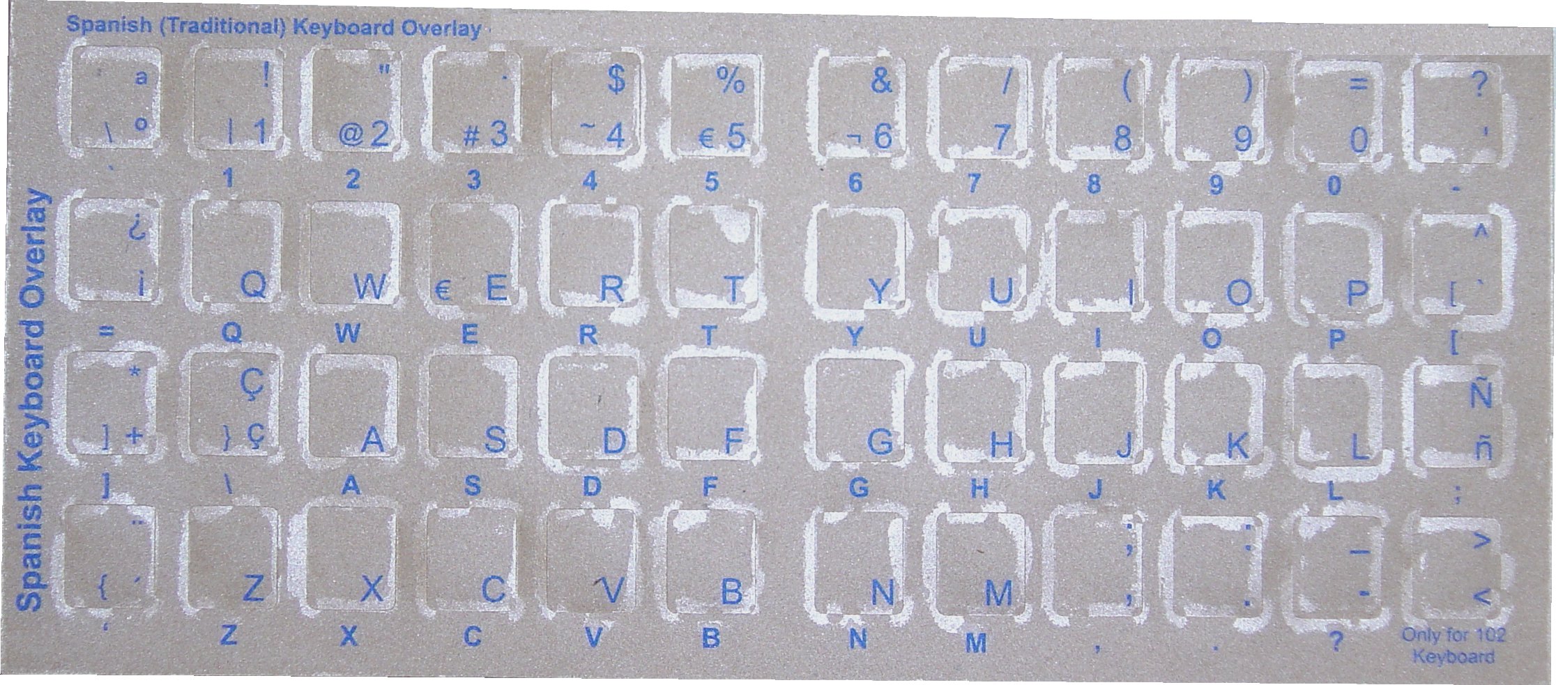 Keyboard Stickers for Spanish blue