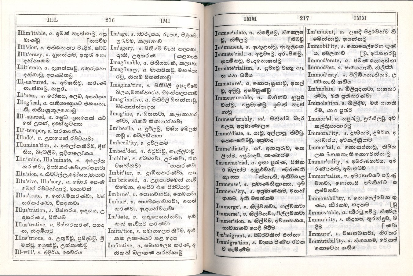 English-Sinhalese Dictionary by Nicholson (Hardcover)